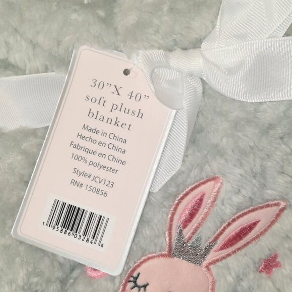 Zak & Zoey Princess Bunny Stars Moon Gray Waffle Lovey Blanket 30" X 40" - Picture 3 of 5